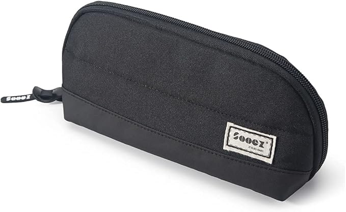 Sooez Wide-Opening Pencil Pen Case, Lightweight & Spacious Pencil Pouch Zipper Stationery Bag, Aesthetic Supply with Triangular Design for Adults, Black
