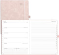 POPRUN Weekly Planner 2025-2026 (Large 8.5''x 10.5'') Academic Calendar (JUL.25 - JUN.26) Appointment Book with Monthly Tabs, Leather Soft Cover, Inner Pocket, 100 GSM - Pink