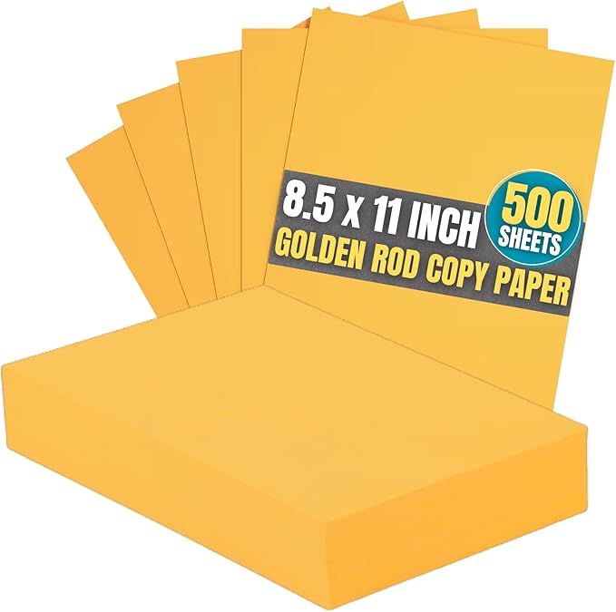 1InTheOffice Colored Copy Paper 8.5x11, Yellow Colored Copy Paper, Printer Paper, 20lb Density, Letter Size, 500 Sheets