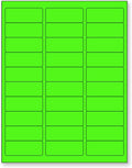 NextDayLabels - 8-1/2 x 11" Neon Color High Light Fluorescent Labels for Laser & Inkjet Printer (Green Fluorescent, 1" x 2-5/8" - 30 Per Page | 750 Labels)