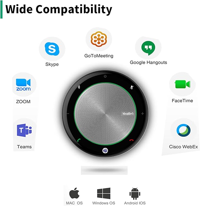 Yealink CP700 Bluetooth Speakerphone with Dongle Teams Certified, Portable Conference Speaker and Microphone for Meeting, Softphone, Unified Communications Platforms,360° Voice Pickup,9H Talk Time