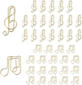 OWLFAVO Clef and Note Shape 40pcs Paper Clips with Clear Box, Yellow Gold, Funny Cute Paperclips Bookmarks Planner Clips for Fun Office Supplies School Gifts Wedding Decoration