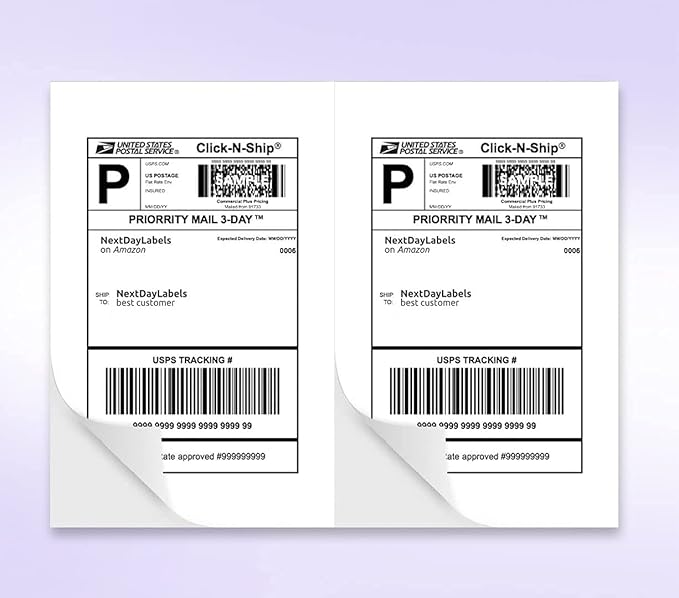 NextDayLabels - 2 Per Page 5-1/2" x 8-1/2" Blank White Laser/Ink Jet Labels, Strong Adhesive, Will Work for USPS Click-N-Ship, FedEx, UPS Shipping Labels (50 Labels)
