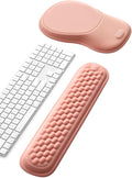 Meatanty Keyboard and Mouse Wrist Rest Set, Ergonomic Wrist Pad Support, Computer Hand Palm Rest Combo, Memory Foam Typing Desk Accessory Carpal Tunnel Cushion, Laptop Office Home School Women-Pink