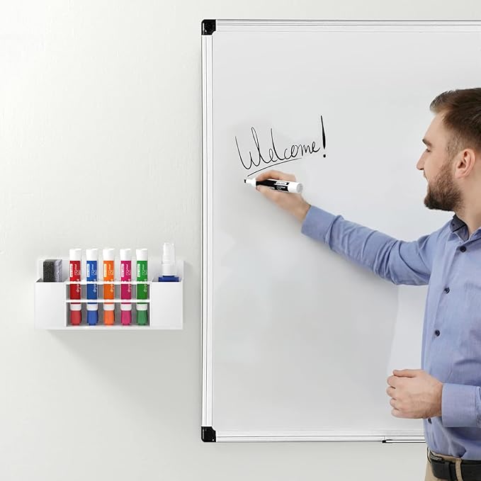 HBlife Acrylic Dry Erase Marker Holder Wall Mount, 10 Slots Whiteboard Marker Holder for Office, School and Home, Marker, Eraser and Whiteboard Cleaner Not Included, White