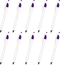 DISCOUNT PROMOS Slim Curvy Ballpoint Pens Set of 10, Bulk Pack - Black Ink, Retractable, Great for Office, School, Tradeshows - Purple