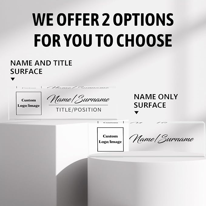 Personalized Name Plate for Desk Custom Acrylic Desk Name Plate Custom Employee Appreciation Gifts Office Gifts for Women, Men, Boss, Coworkers, Teacher, Nurse (Logo/Image)