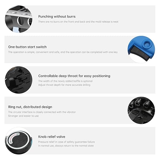 1600W Electric Hydraulic Hole Puncher, Steel Punch Machine with Impact Head 5 Set Dies and Knob Pressure Relief Valve, Portable Punching Machine for Iron Copper Aluminum Plate Angle Steel