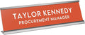 Custom Engraved Desk Plate | Personalized with your Name and Title | Perfect Decor for Office, Business, or Home | Multiple Font and Color Options | 2x8" or 2x10" (Orange w/White Letters, 2x8")