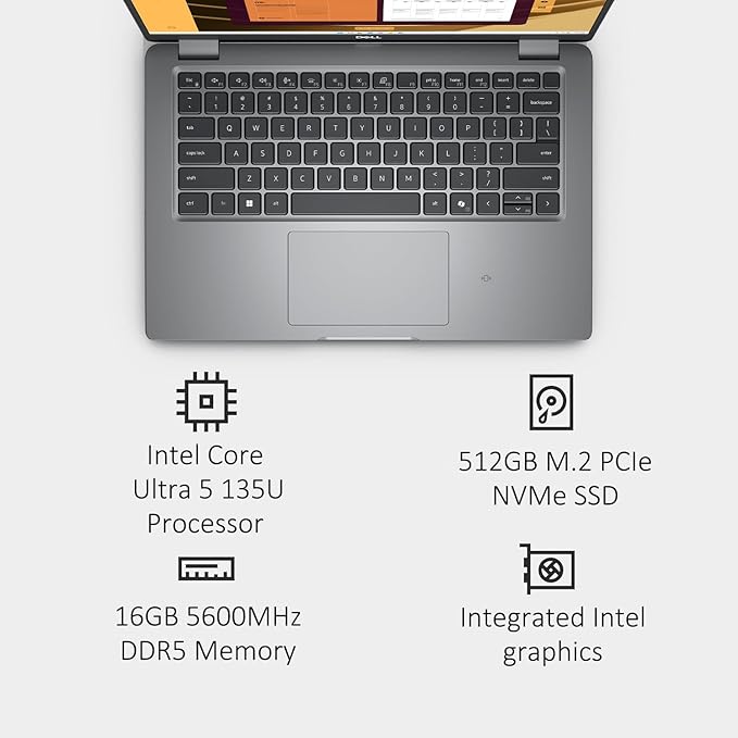Dell Latitude 5450 5000 Business AI PC Laptop (14" FHD, Intel 12-Core Ultra 5 135U (> i7-1355U), 16GB DDR5 RAM, 512GB SSD), 2x Thunderbolt 4, 1080p RGB HDR Webcam, Backlit, Ethernet, Win 11 Pro