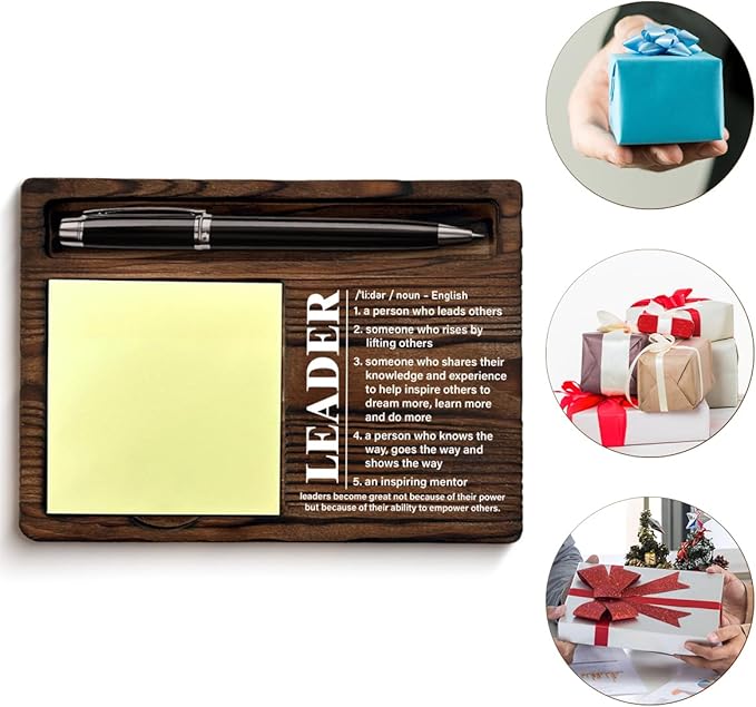 Leadership Gifts for Women Men, Thank You Gifts for Leader Boss Mentor Manager, Leader Definition Sticky Note Holder for Office Cubicle Decor, Boss's Day Gift Ideas
