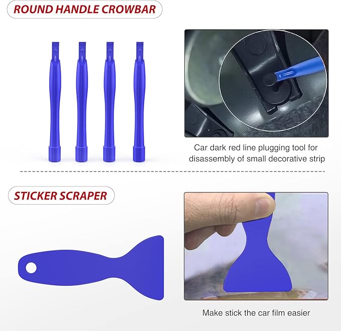 Nilight Trim Removal Tool 102 Pcs, Auto Push Pin Bumper Retainer Clip Set Fastener Terminal Remover Tool Round Handle Crowbar Kit Car Panel Radio Removal Auto Clip Pliers