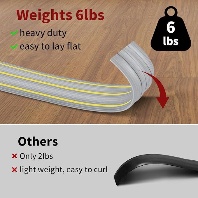 Floor Cord Cover 10 ft, Extension Cord Covers for Wires on Floor, Outdoor Cable Cover Protector Heavy Duty PVC Duct Cord Hider Floor 3 Channels Cable Management, Gray