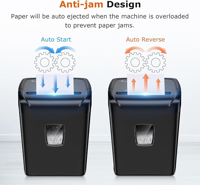 Bonsaii 14-Sheet Paper Shredder for Home Office Use, 10-Minute Cross Cut Shredder with 5.5 Gallons Bin, P-4 High Security Heavy Duty Office Shredder Shred CD/Credit Card