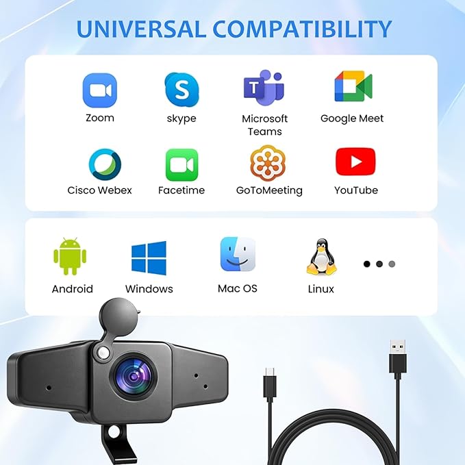 POHO 4K Webcam with Autofocus 60FPS, Built-in Privacy Cover and Microphone for PC, Zoom, Skype, YouTube and Streaming