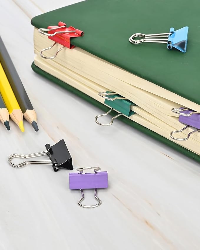 Konilaomu Small Clips Binder Clips 0.75 inch, Small Paper Clips for Office (48 Pcs) (Mixed Color)