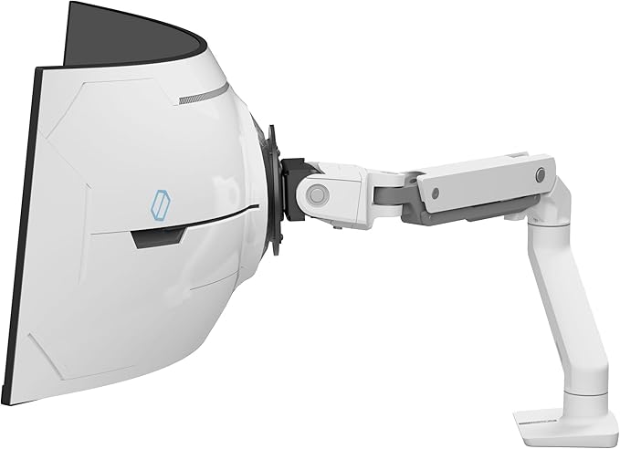 Ergotron - HX VHD Premium Heavy Duty Gaming Monitor Arm, Single Monitor Desk Mount – for 1000R Curved Ultrawide Monitors Up to 57 Inches, 9-14 Inches Depth, VESA 75x75mm or 100x100mm – White