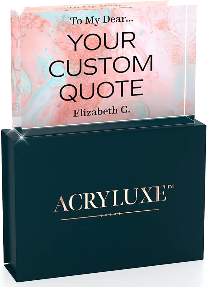 Personalized Gifts, Custom Quote Block Letter Board,Crystal-Clear Acrylic with Gift Box,17 Styles, Holiday and Christmas Gift for Mom, Dad, Girlfriend, Him or Her, Husband, Wife (4"x6", Stella)