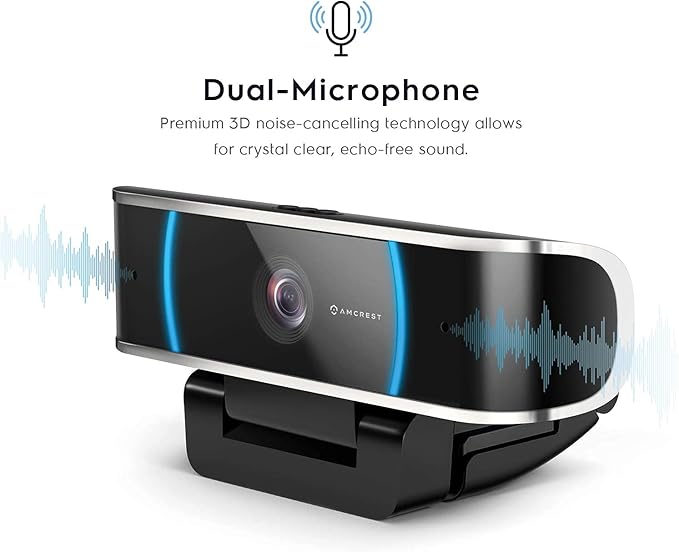 Amcrest 5-Megapixel Webcam with Microphone, Web Cam USB Camera, Computer HD Streaming Webcam for PC Desktop & Laptop w/Mic, Wide Angle Lens & Large Sensor for Superior Low Light (AWC5100)