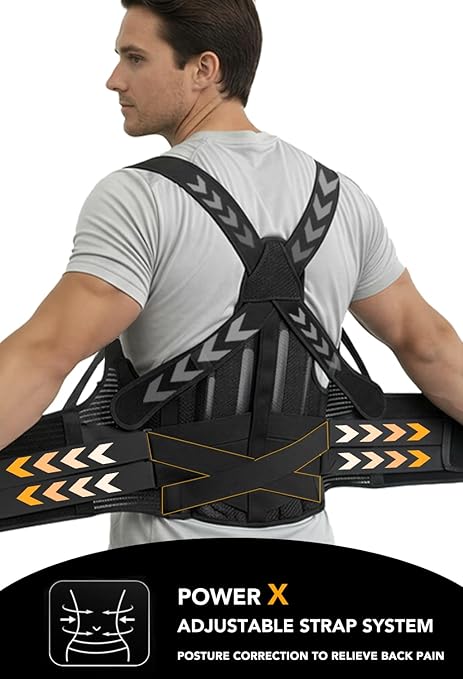 BigRose Posture Corrector for Women and Men, X Power Support Belt for Back Pain Relief with Adjustable Shoulder Straightener, Upper Lower Lumbar Neck Support, Comfortable Back Brace, Small
