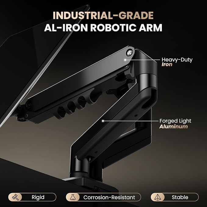 SIAGO Dual Monitor Stand, 15 to 32 Inch Monitor Arm, Adjustable Monitors Mount with C-Clamp and Grommet Installation, Made of Iron and Al, VESA Monitor Stand for Desk - Fits 4.4 to 19.8lbs Monitors