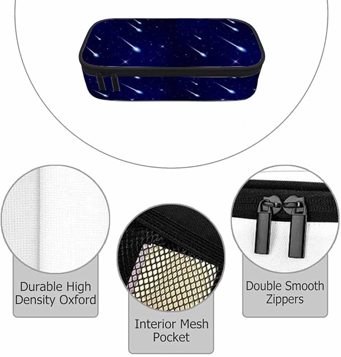Flying Comets Pencil Case Galaxy Stardust Shining Stars Universe Space Pencil Bag Pen Markers Pouch Holder Organizer for Office Clerks