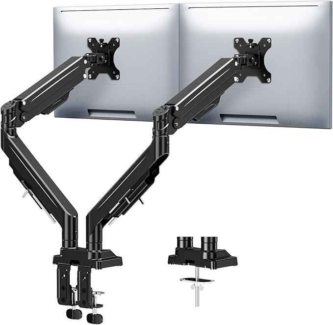 MOUNTUP Dual Monitor Stand for Max 43 inch Screens, Ultrawide Monitor Arm Height Adjustable, Heavy Duty Dual Monitor Mount, Full Motion Premium Monitors Arm, Holds 2.2 to 33 lbs, VESA Desk Mount