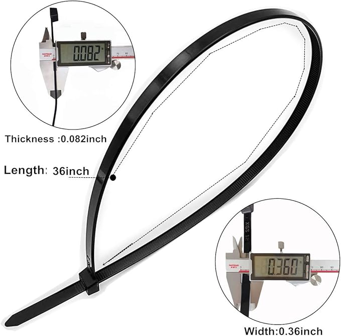 36 Inch Ultra Heavy Duty Zip Ties,50 Piece Multi-Purpose UV Cable Ties with 200 Pounds Tensile Strength
