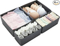 Drawer Organizer Set 4 Pack - Fabric Storage Bins for Underwear Socks Bras Baby Clothes - Closet Dresser Organizers Dividers for Bedroom Nursery, Grey