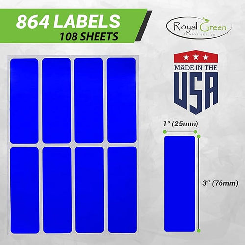 3x1 inch Rectangular Color Coding Labels (75mm x 25mm) Metallic Silver Blank Stickers Labels 864 - Pack by Royal Green