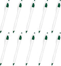 DISCOUNT PROMOS Slim Curvy Ballpoint Pens Set of 10, Bulk Pack - Black Ink, Retractable, Great for Office, School, Tradeshows - Green