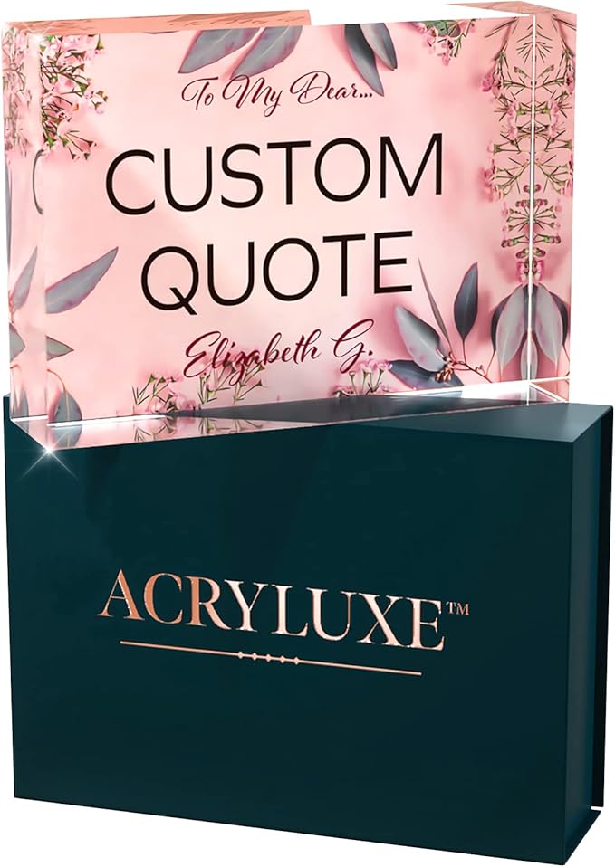 Custom Acrylic Sign Personalized, Custom Desk Name Plate, 18 Styles, (5"x7"), With Gift Box, USA Made by Acryluxe. (Glowing)