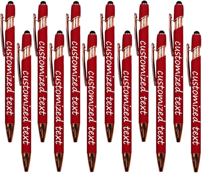 Yucold Bulk Custom Personalized Pens with Name & Logo Printing Personalized custom ballpoint pen for Business, Graduation Gifts & Party Events (Red,15)