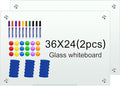 H-Qprobd Glass White Board for Wall Dry Erase Board 36" x 24" (2pcs) Magnetic Presentation Whiteboard for Home, Office and School