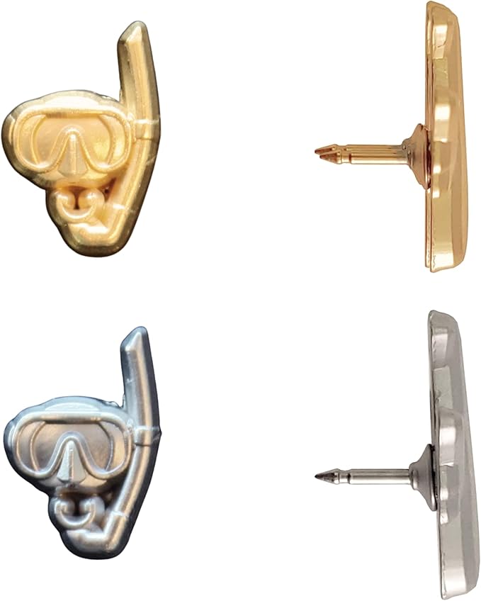 Snorkel Push Pins - Gold Snorkel Map Pins for Cork Boards, Maps, or Lapel Use - Designed in USA - Set of 20