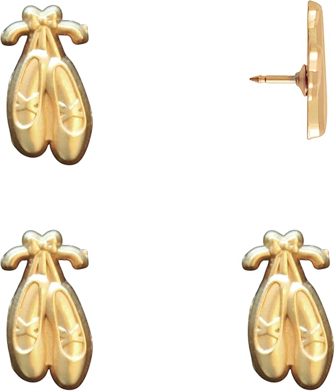 Ballet Slipper Push Pins - Gold Ballet Slippers Map Pins for Cork Boards, Maps, or Lapel Use - Designed in USA - Set of 4