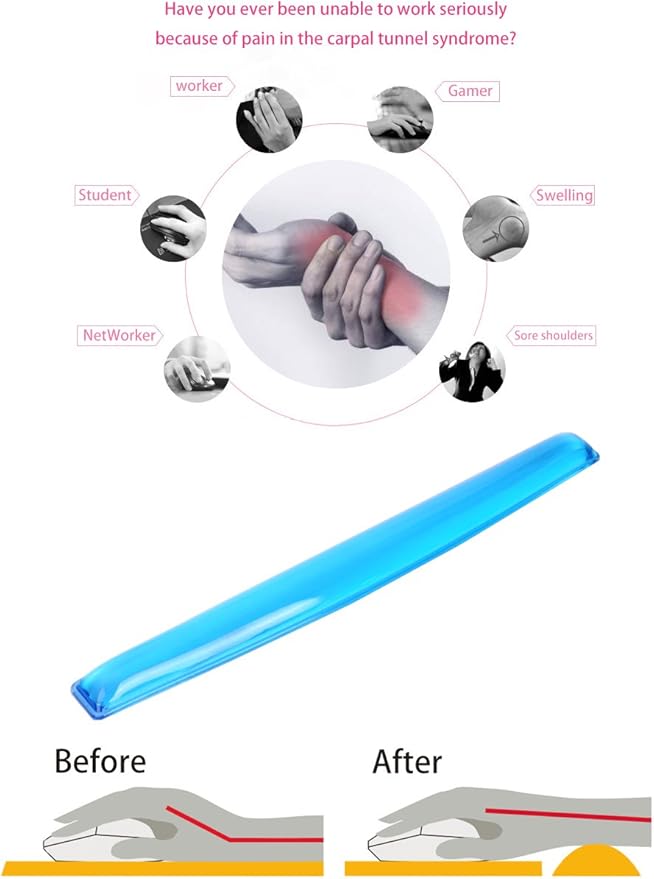 Gel Keyboard & Mouse Wrist Rest Set - Keyboard Wrist Rest Pad & Mouse Support for Office Gaming Pad Computer Laptop Ergonomic Comfortable Pain Relief- Blue Pad Set