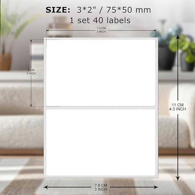 FINDAT Color Coding Stickers Rectangle 3×2 Inch Vinyl White Sticker Removable Waterproof Writable File Folder Moving Labels for Boxes Home Office Marking 40 PCS