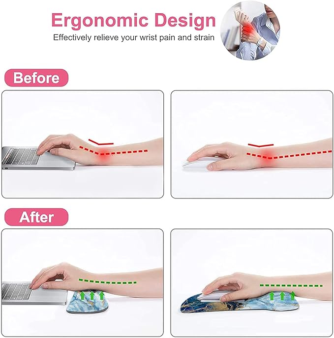 Lateefah Mouse Pad with Wrist Rest, 3-in-1 Gaming Mouse Pad, Keyboard Wrist Rest, Ergonomic Memory Foam Mousepad with Wrist Support for Computer Keyboard