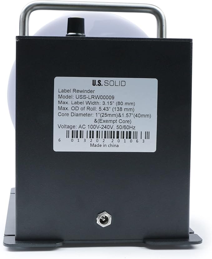 U.S. Solid Automatic Label Rewinder Machine, 1"/1.5" Core Holder, Max Label Width 3.15", USB/Plug-in Power AC 100V-240V