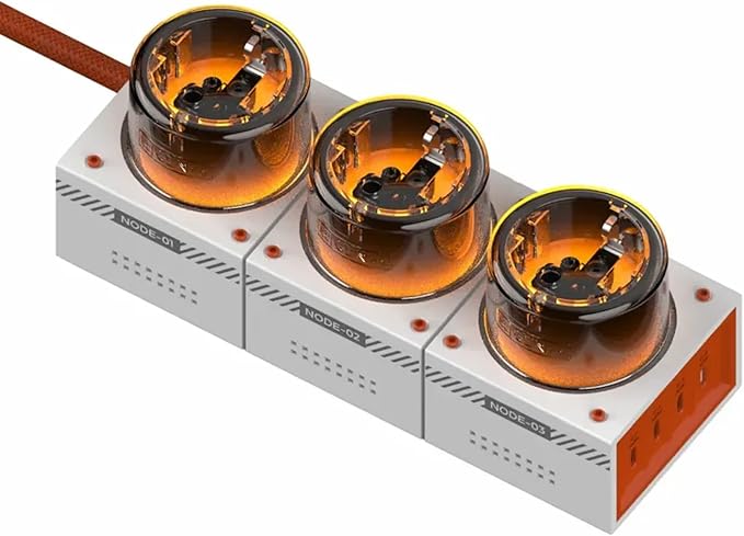 GENKI Moonbase 240W GaN Desktop Charger, Power Strip 7-Port Power Hub with 3 AC Outlets & 4 USB-C Ports (140W Max), Compact Design for Laptop/MacBook/Phone/Gaming Devices (Moonlight)