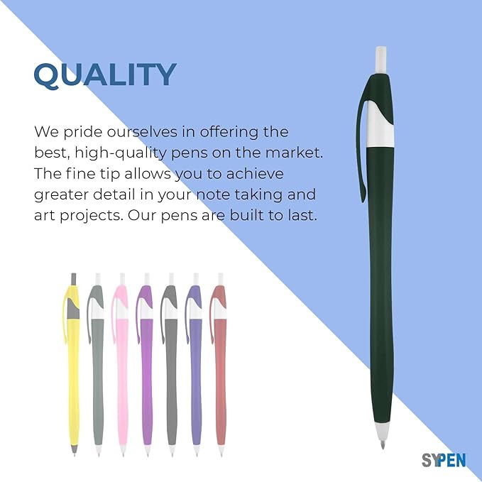 SyPen Personalized Pens With your Custom Logo or Text-500 Pack Bulk-for Businesses, Parties, and Events, Custom Printed Slim Ballpoint Click Pens, Green Barrel Color, Black Ink