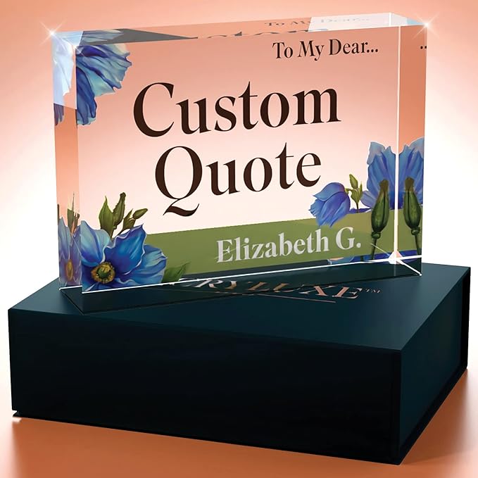 Custom Acrylic Sign Personalized, Custom Desk Name Plate, 18 Styles, (5"x7"), With Gift Box, USA Made by Acryluxe. (Meconopsis)