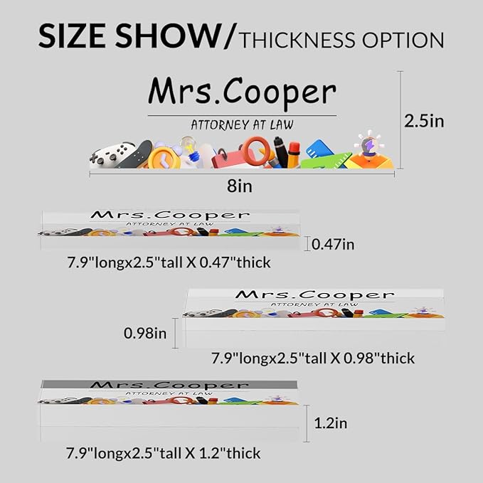 Personalized Office Desk Name Plate on Acrylic Glass - Custom Nameplate Decor, Accessories - Gift for Boss, Coworkers