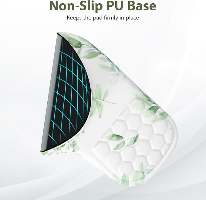 EYROZILL 3 in 1 Ergonomic Mouse Pad and Keyboard Wrist Rest, Cute Mouse Pad with Wrist Support Massage Design, Non-Slip Wrist Pad for Mouse, Desk Mouse Set (Green Plant)