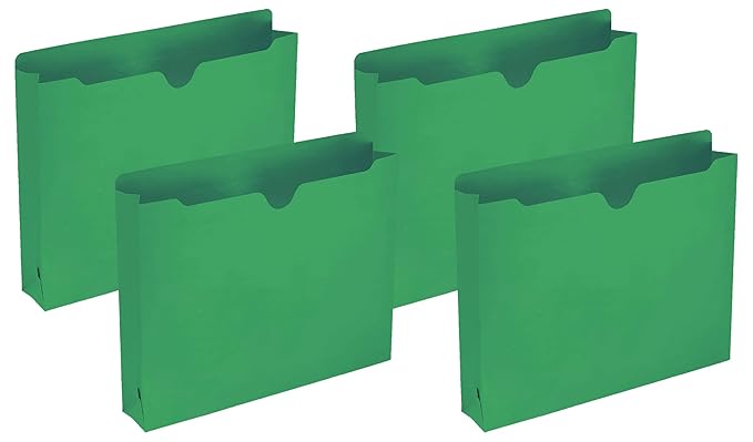 Smead File Jacket, Reinforced Straight-Cut Tab, 2" Expansion, Letter Size, Green, 50 per Box (75563) (Pack of 4)