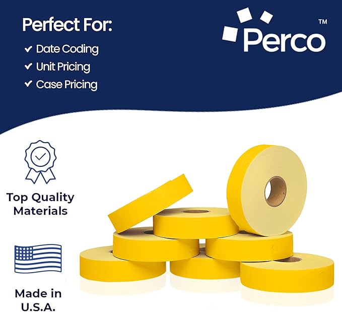 Yellow Pricing Labels for Monarch 1131 Price Gun – 3 Sleeves, 24 Rolls Value Pack - 60,000 Price Marking Labels – with Ink Rolls Included