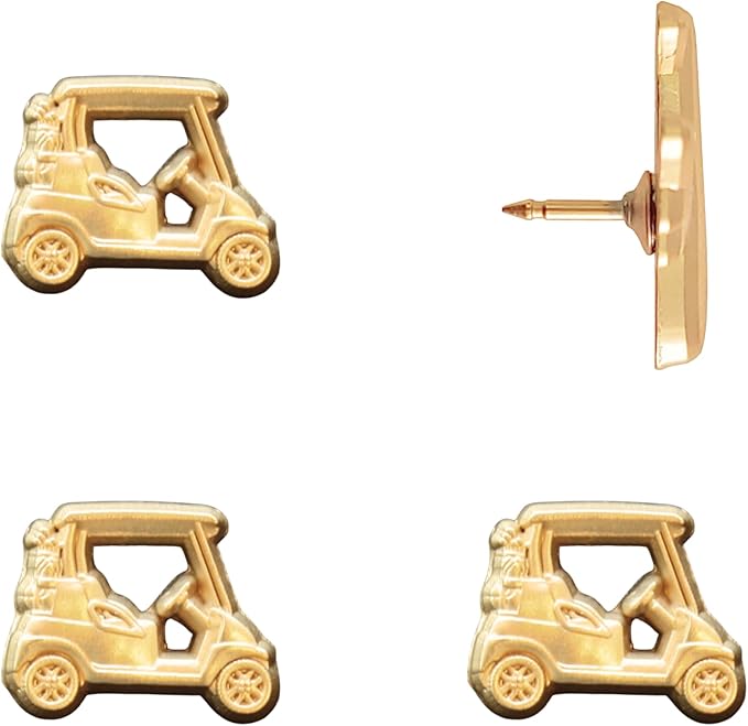 Golf Cart Push Pins - Gold Golf Cart Map Pins for Cork Boards, Maps, or Lapel Use - Designed in USA - Set of 4