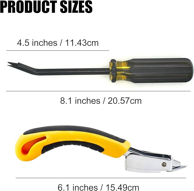 GEARLINTON Staple Remover Heavy Duty Tack Puller with Double Pronged Head, Industrial Staple Remover Upholstery Tool for Furniture, Floor, Carpet, Carton (Black Handle)