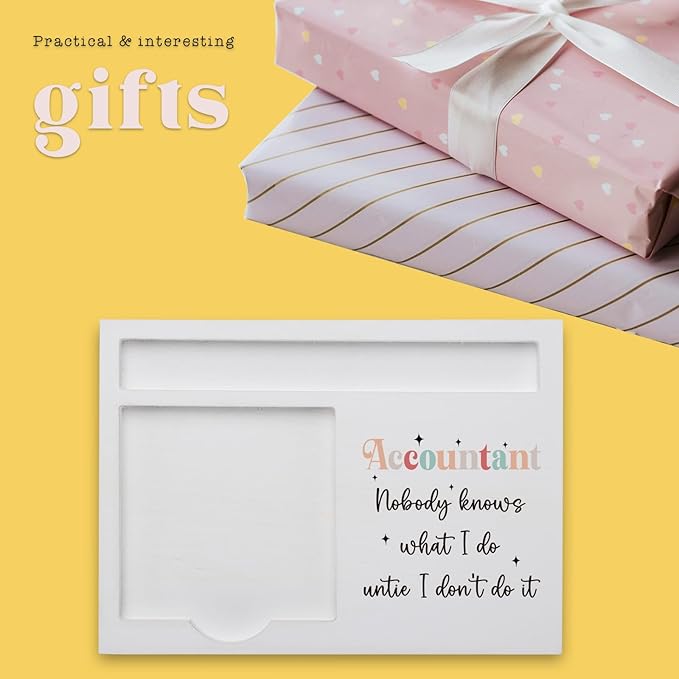 Funny Thank You Accountant Gift Sign, “Nobody Knows What I Do Until I Don’t Do It” Décor for CPA Bookkeeper Tax Preparer Auditor Finance Coworkers, Retirement Promotion Desk Note Holder KBB12